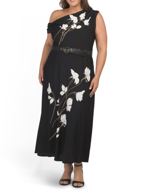Taylor Dresses & Skirts - TAYLOR Plus Jersey One Shoulder Midi Dress